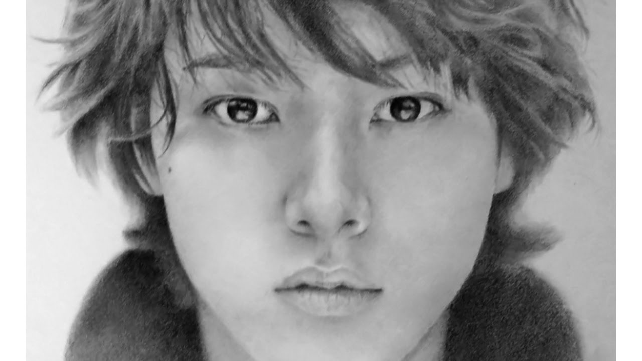 有名人の似顔絵 山崎賢人さんの人物画メイキング Pencildrawing Kentoyamazaki Youtube