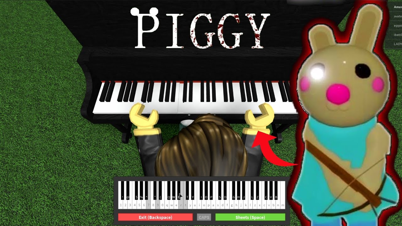 I Played Piggy Roblox Bunny Theme On Roblox Piano Youtube - roblox piggy theme sheet music