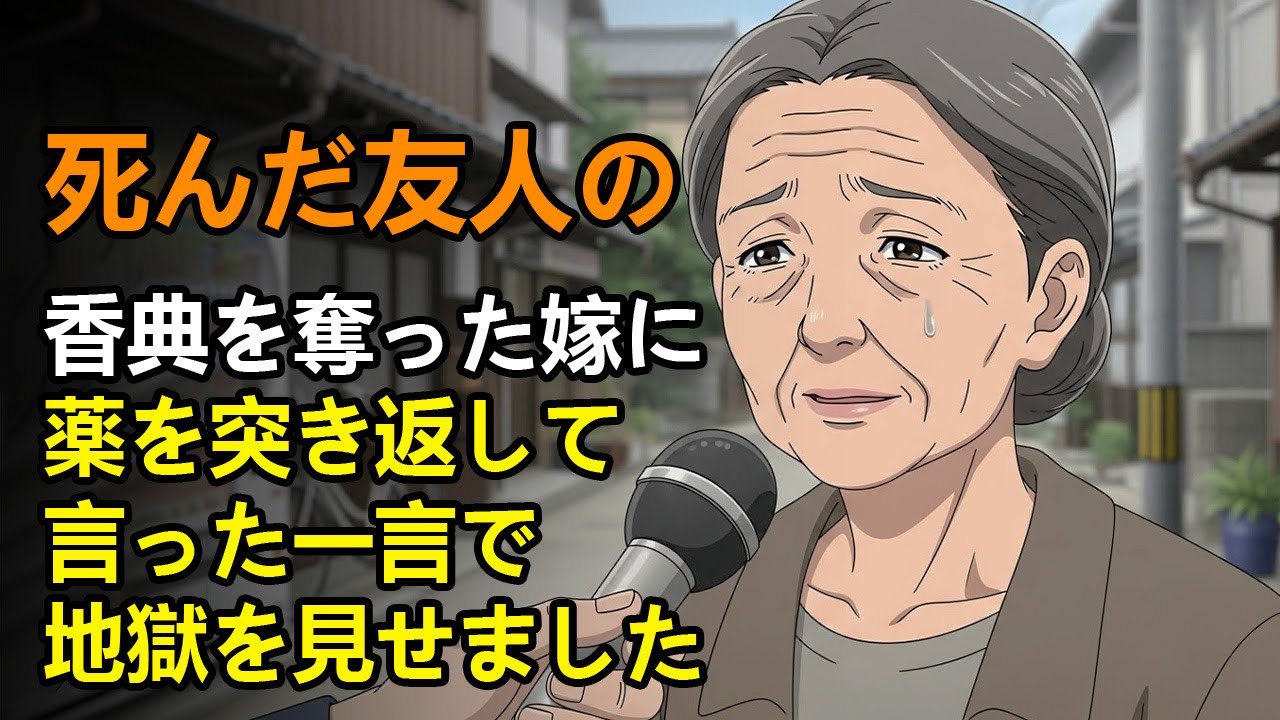 死んだ友人の香典を奪った嫁に、薬を突き返して言った一言で地獄を見せました