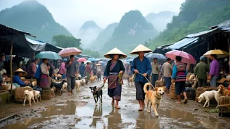 Exploring Ha Giang Market in the Rain -  A Highland Adventure