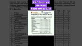 ESIC Assistant Professor Recruitment 2025 #esic