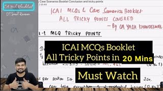 MCQ Booklet Tricky Points in 20 mins| DT ICAI MCQs & Case Scenarios Best Revision| Yash Khandelwal News