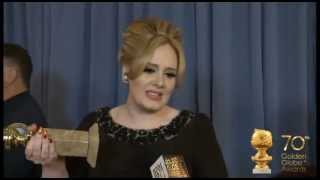 Adele - Backstage at the Globes, exclusive  winners' first reaction - Golden Globe 2013