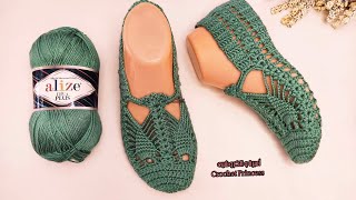 كروشيه سليبر ( باليرينا ) صيفى و شتوى بغرزة الاناناسة سهل جدا للمبتدئات Crocheted socks