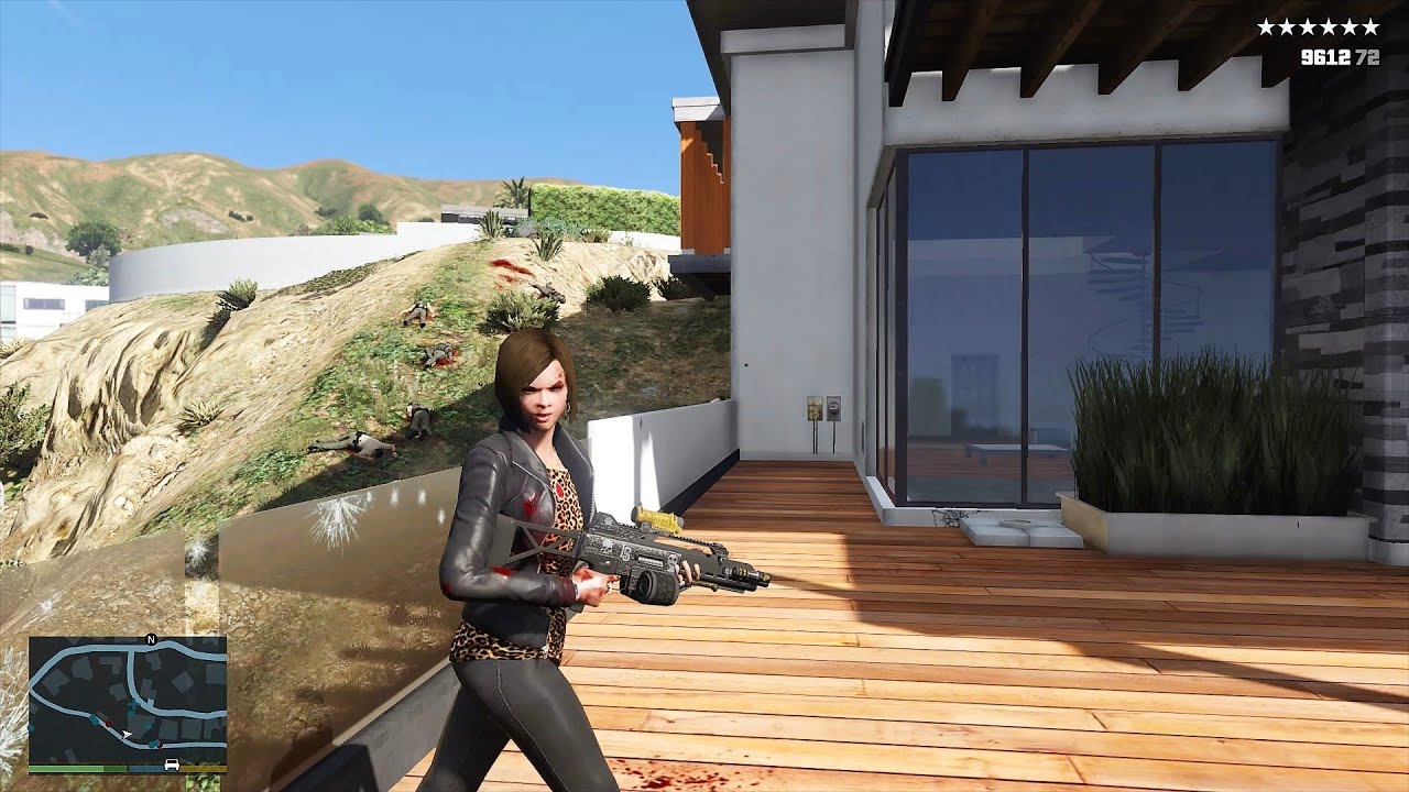 GTA 5 - Natalia's Ten Star Cop Battle At Her House 