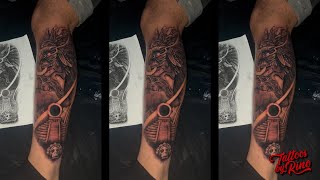 Time-Lapse: Aztec Warrior & Eclipse Tattoo | Full Forearm Sleeve