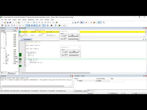 Debugging in Keil uVision - LED with Switch | 8051 Embedded C - Leisure Codes