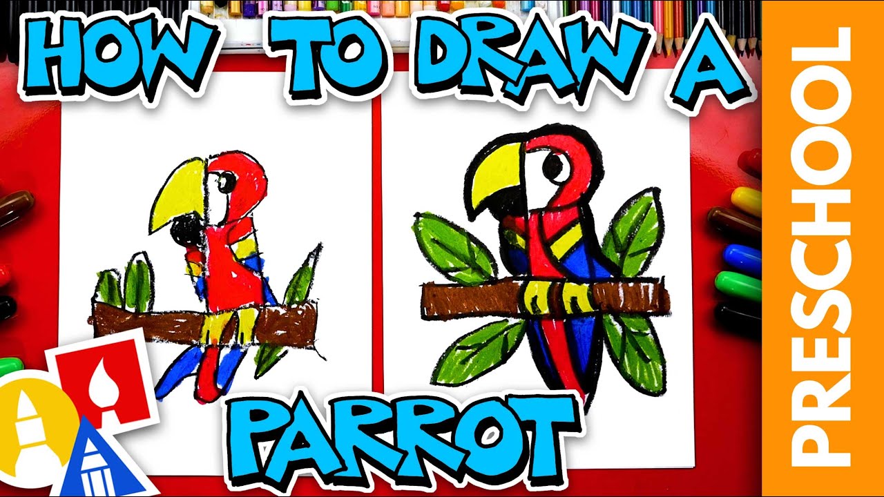 How To Draw A Parrot - Letter P - Preschool 