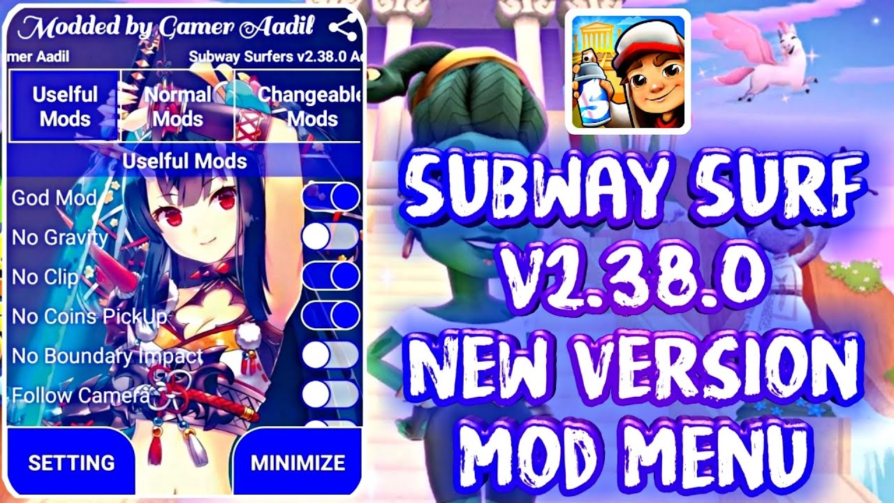 Subway Surfers v2.38.0 Advanced Mod Menu Apk V17 [No Coins Pick, God Mod,  No Clip, Speed Hack etc.] 