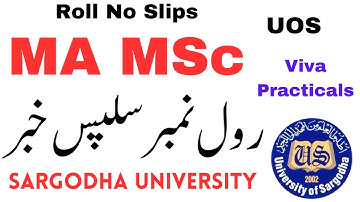 MA MSc Exams 2023 Viva/Practicals Roll No Slips UOS | MA MSc Viva UOS | MA MSc Practicals UOS