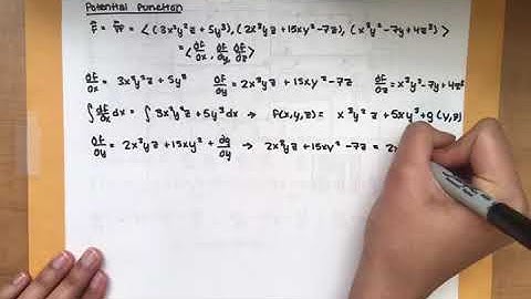 Determine whether F⃗ is a conservative vector field and find the potential function (Part 2).