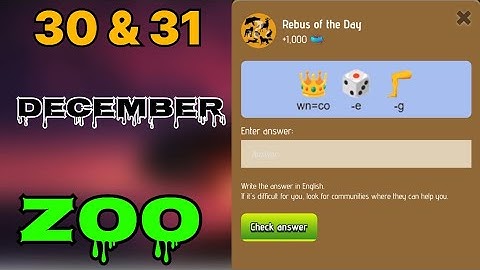 Zoo rebus of the day 30 & 31 December | Rebus of the day zoo | Rebus of the day code Zoo |  #zoo |