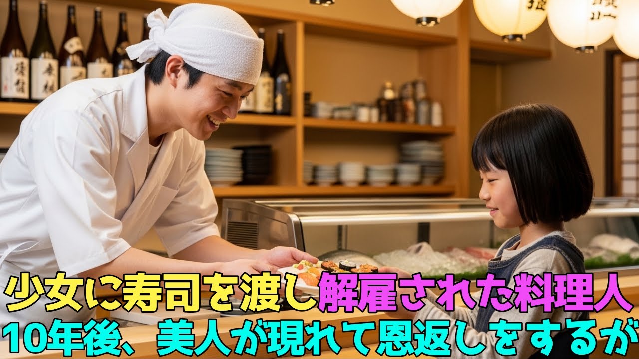 【感動】真冬の夜、飢えた少女に寿司を渡した見習い職人…濡れ衣で解雇され10年後、廃業寸前の店に現れた美女の正体とは
