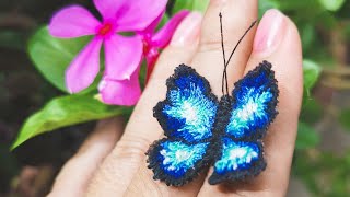 How to hand embroidery a butterfly on transparent (organza) fabric