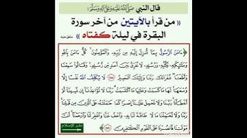 من قرا بالايتين من اخر سورة البقرة في ليلة كفتاه