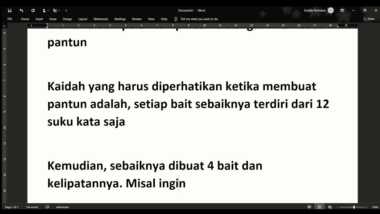 Belajar membuat puisi tahap 1 
