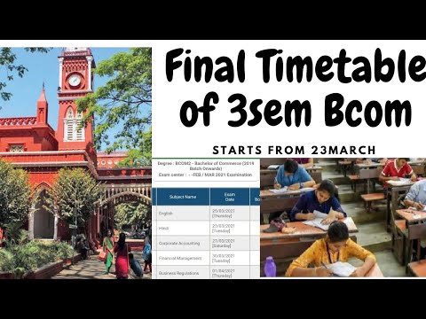 Final Time Table of 3Semester Bcom/as per Bengaluru City University.