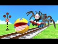  ms pacman vs 5 train crossing  fumikiri 3d railroad crossing animation 5