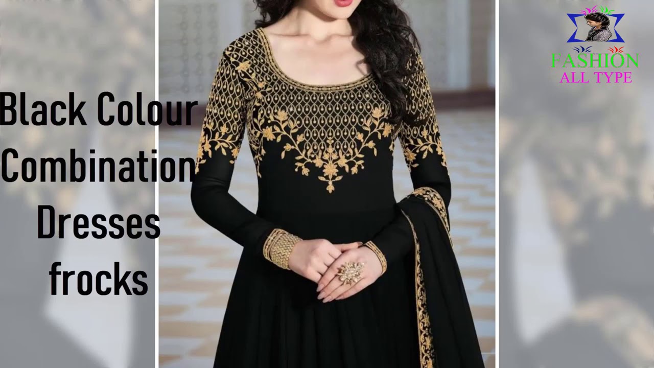 long frock design in black colour