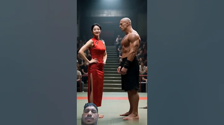 in USA, Chinese Kungfu girl fighting with gaint elegant #fight #boxing #kungfu #ai