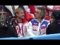 Plushenko in K&C of Russian team after Team SP