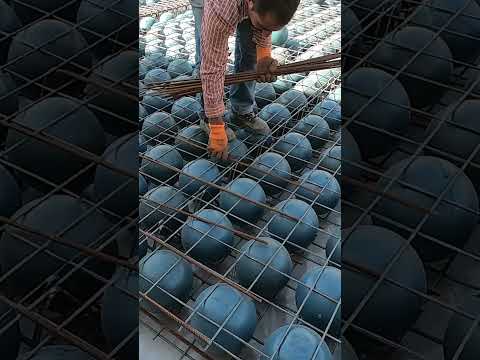 Ironworker Placing Stitching Rebar for a BubbleDeck Slab!