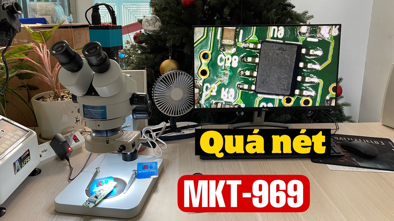 Review kính hiển vi soi nổi 3 mắt MKT-969 siêu nét