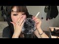 ASMR mic brushing &amp; touching // mouth sounds and repeating words