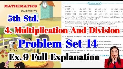 5th Maths l Multiplication and Division l Problem Set 14 l Ex 9 l Maharashtra Board