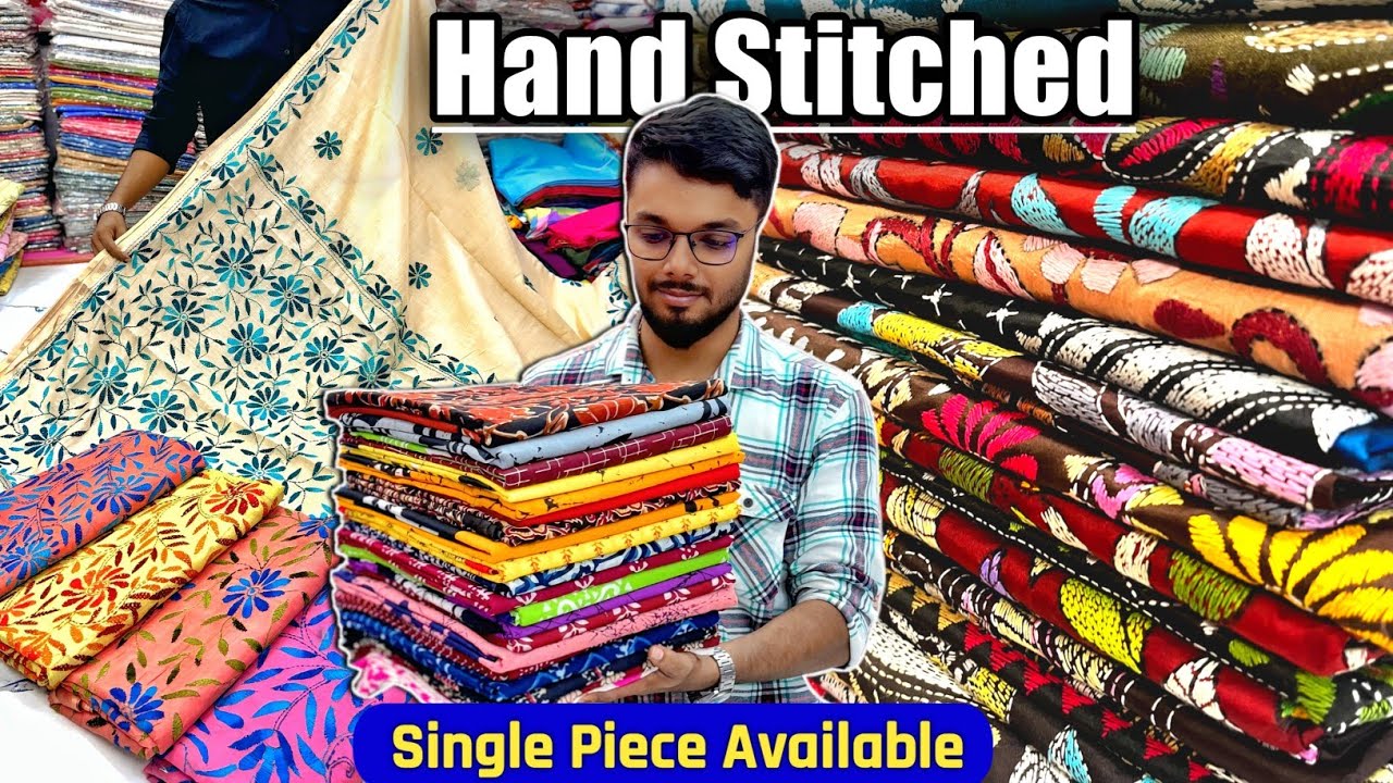 120 Count Mul Cotton Kantha Work/ Gujrati Stich/ Hand Block Print/ Bengal Handloom / Chanderi Cotton