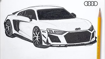 Audi car drawing 🔥|part 2| Pencil sketching| Audi R8 Sports Car drawing video | how to draw Audi car
