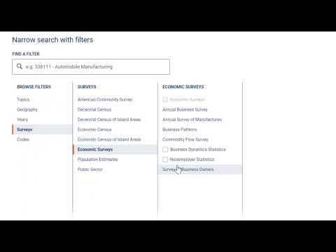 Using the Survey Filter Panel on data.census.gov