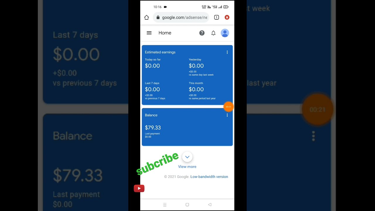 my Google Adsense Balance | Google Adsense | 
