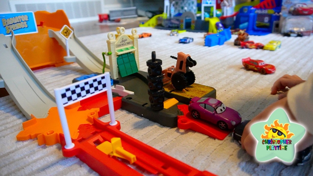 Disney Cars Race and Go Set: Toddler Fun and Pretend Play - YouTube