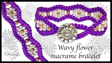 DIY wavy flower macrame bracelet