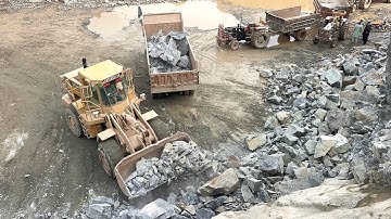 Heavy Equipment Loading Rocks Like a Beast | Caterpillar in Action : powerfull loading process