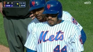 SF@NYM: Rivera gets HBP in first at-bat with Mets