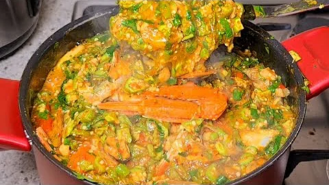 HOW TO COOK SEAFOOD OKRA SOUP USING BARRACUDA FISH