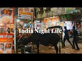 4k New Delhi India Night Life, walking in New Delhi, try Indian street food