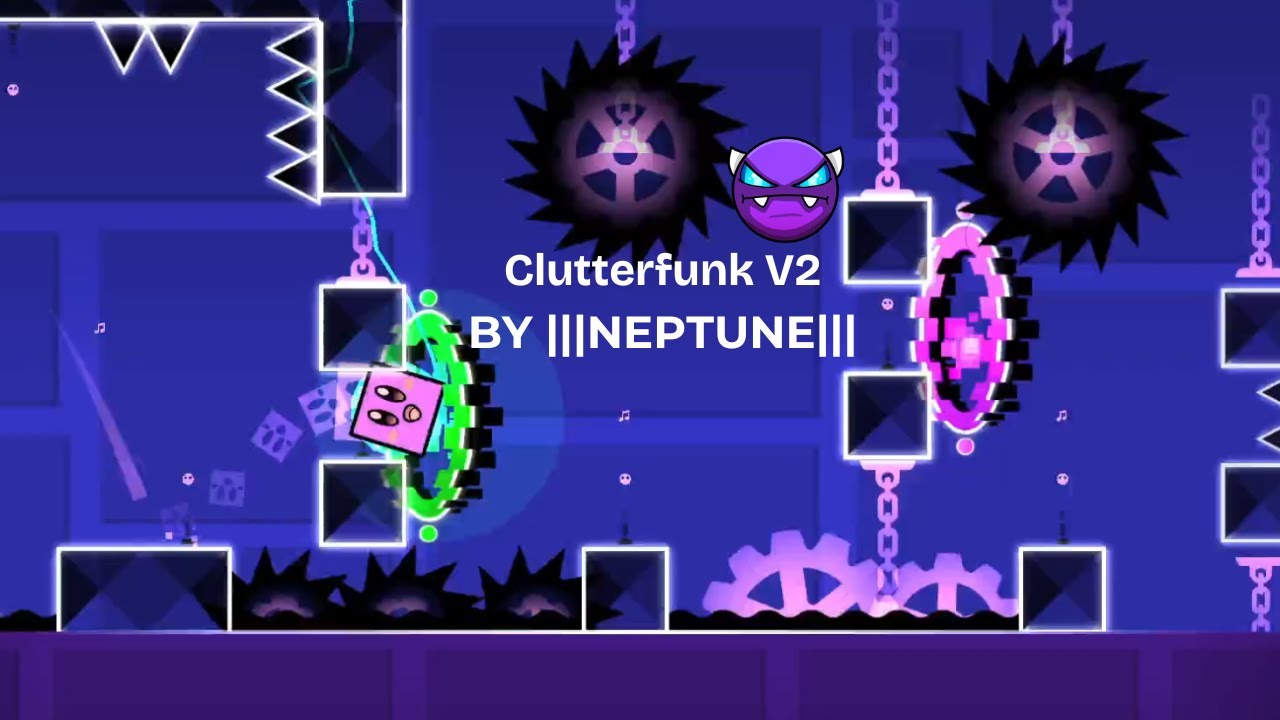 Geometry Dash - Clutterfunk V2 completed by Neptune [easy demon] - YouTube