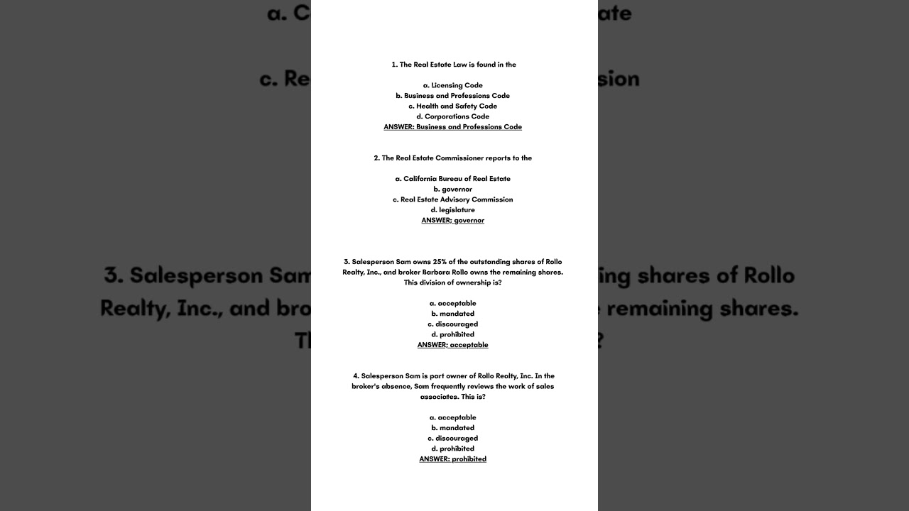 California Real Estate Principles   Questions and Answers #californiarealestate #california