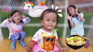 Asyik Berenang dan Main Air 💞 Vlog Liburan Keluarga Riska 💞 Drama Seharian Jagain Dede Bayi Lucu