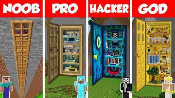 Minecraft NOOB vs PRO vs HACKER vs GOD: GIANT DOOR HOUSE BUILD CHALLENGE - Animation