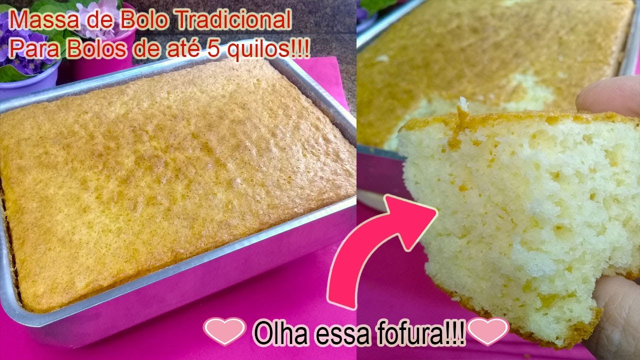 Bolo Tradicional - Receita de Vó - Massa para bolo de até 5 quilos! Pode molhar, rechear e decorar!