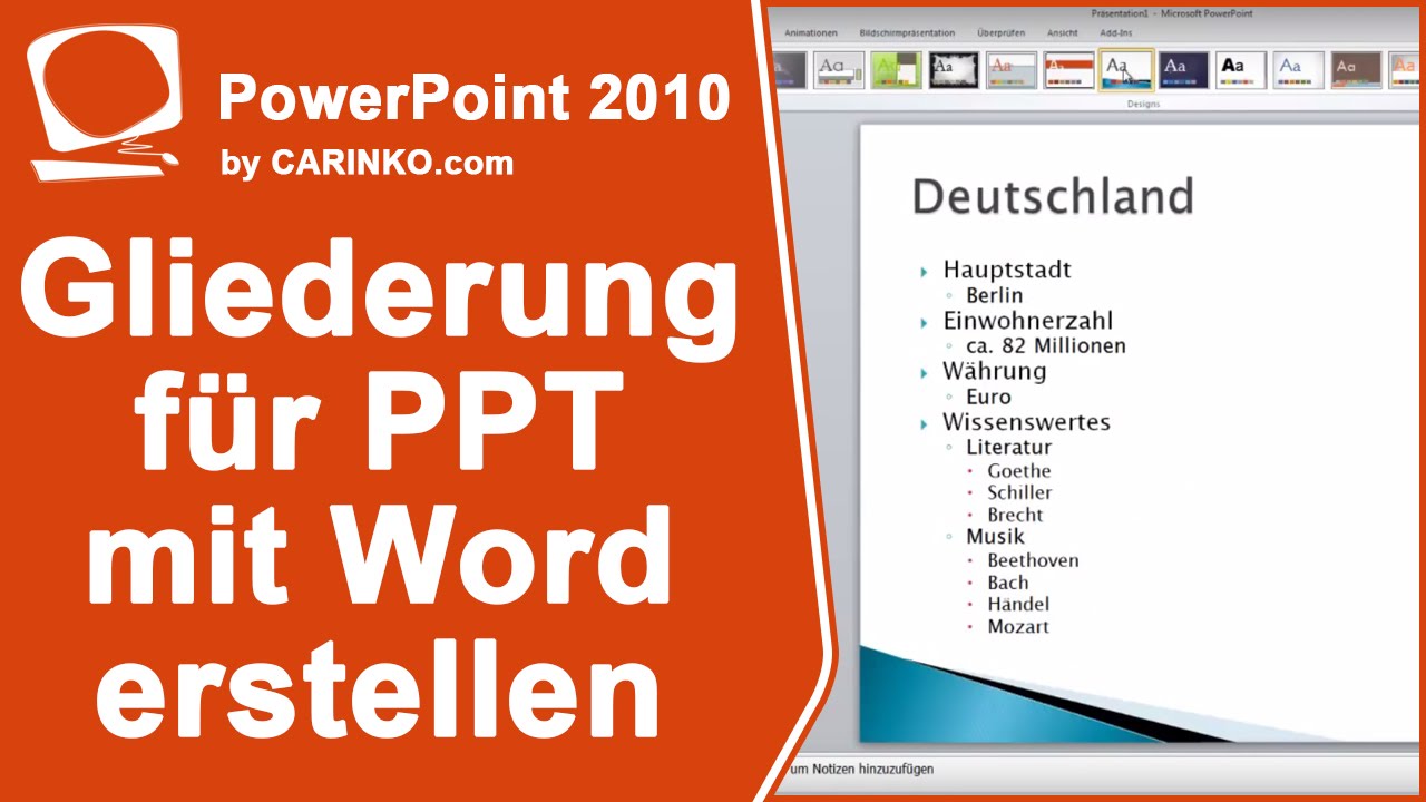 Gliederung In Powerpoint Erstellen Mit Ms Office Word 10 Carinko Com Youtube