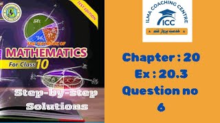 Ex 20.3| Class 10| Question no 6| Sindh Board| Chapter 20| Theory of Quadratic Equation| Maths