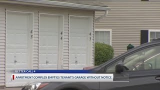 Apartment complex empties tenant's garage without notice
