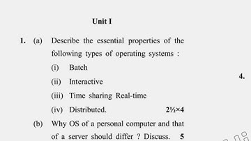 2017 BCA 4th Sem Operating System Question Paper