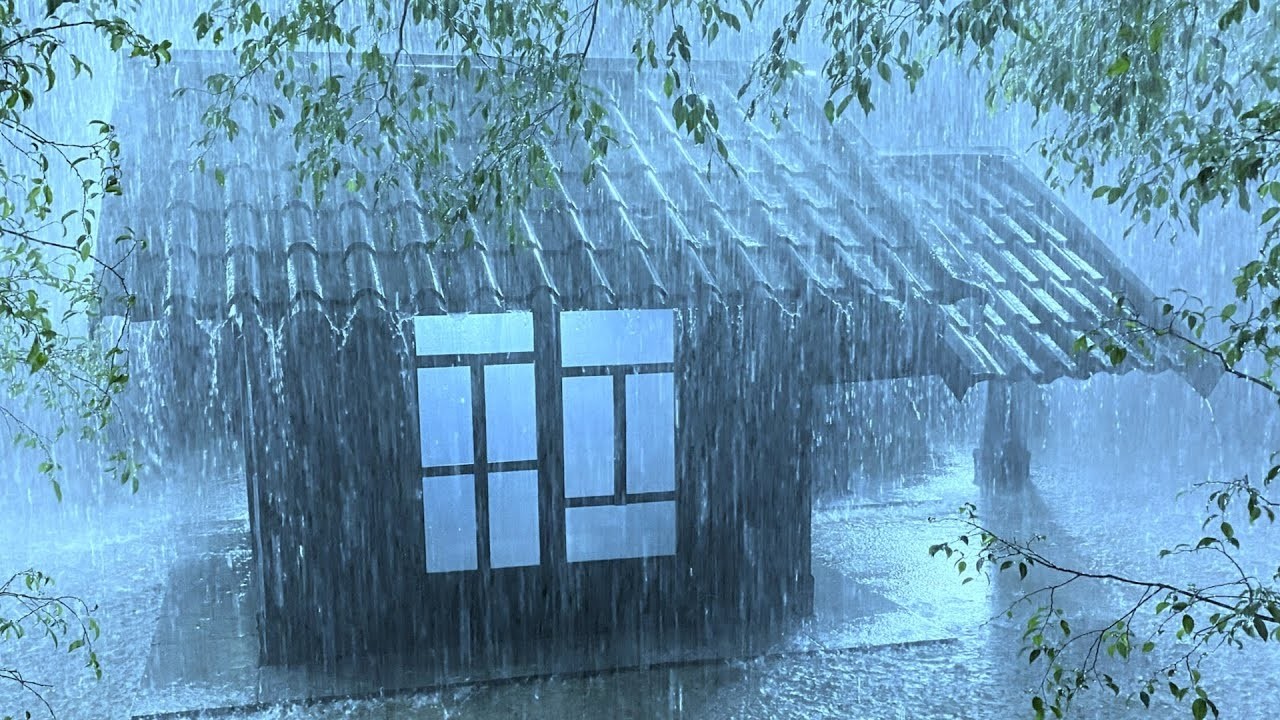 Relax with Powerful Rain & Terrifying Thunder Sounds on Corrugated Iron Roof in Creepy Night Forest