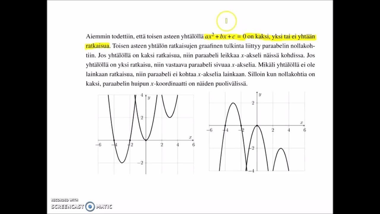 Toisen asteen polynomifunktio, paraabeli
